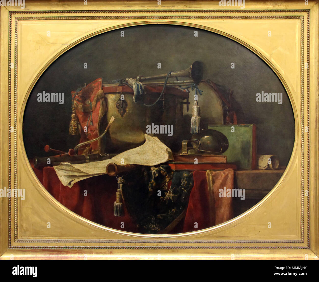 . Englisch: Gemälde von Chardin im Louvre Q 21023868. Vom 3. Dezember 2013, 16:45:24. Sailko Chardin, Gli strumenti della Musica militare, 1767 Stockfoto