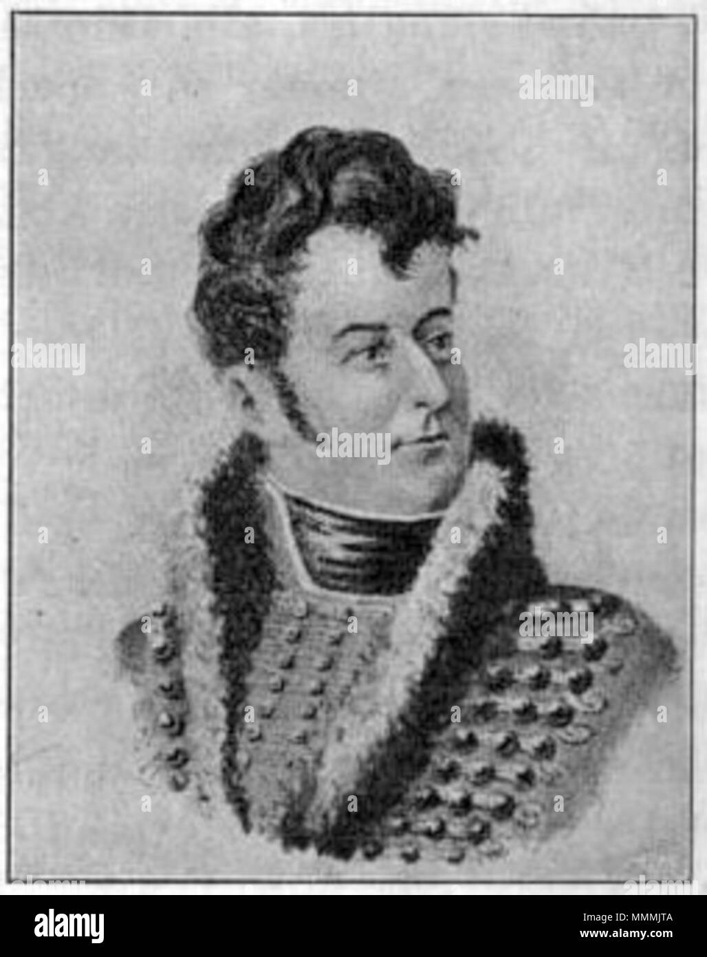 . Englisch: Éduoard Du Puy, Musiker, Künstler, Komponisten oper Svenska: Éduoard Du Puy, kompositör skådespelare operasångare, och. 1805. Nils Personne (Text), Unbekannt (Bild) 100-Du Puy-Svenska teatern 2 Stockfoto