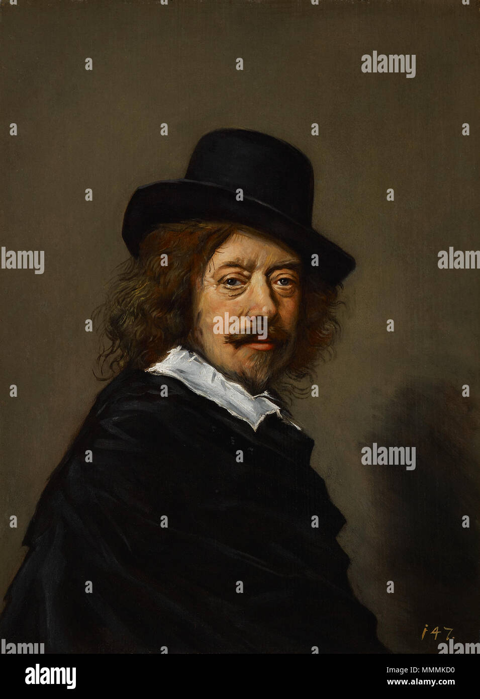 . Englisch: Dieses Gemälde wurde gedacht, ein Selbst zu sein - Portrait bis 1935. Eine bessere Kopie der 15 Kopien der verlorenen Self-portrait ist im Indianapolis Museum of Art der Version im MMA ist weniger dunkel und die Lippen sind leicht geöffnet. Portrait von Frans Hals (1582-1666).[1] Alternative Titel (s): Kopie des Selbstportrait. [2]. Zwischen 1648 und 1650. Nach Frans Hals - Porträt von Frans Hals - Indianapolis Stockfoto