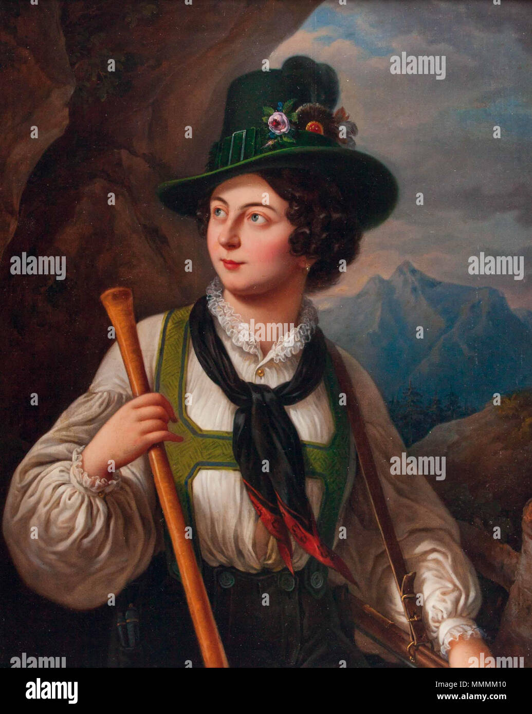 Die fesche Jägersfrau Stockfoto