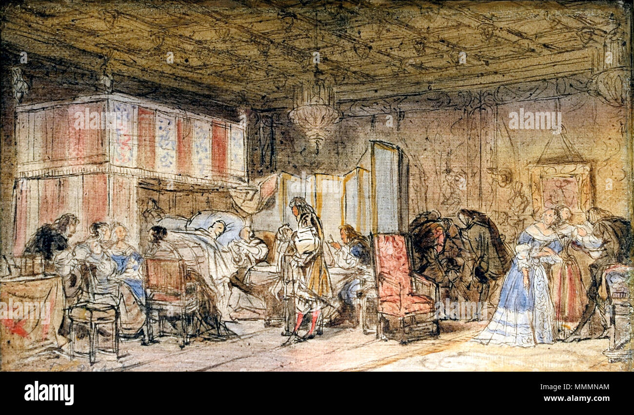 Esquisse pour le mourant Kardinal Mazarin,.. um 1830. Esquisse pour le Kardinal Mazarin mourant - Paul Delaroche - MBA Lyon 2014 Stockfoto