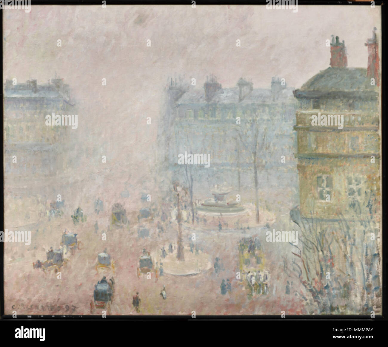 . Hotel du Théâtre Français: nebeleffekt Place du Théâtre - Francais und Avenue de l'Opéra, Nebel. 1897. 14 Okt 2014 Theater fr Stockfoto