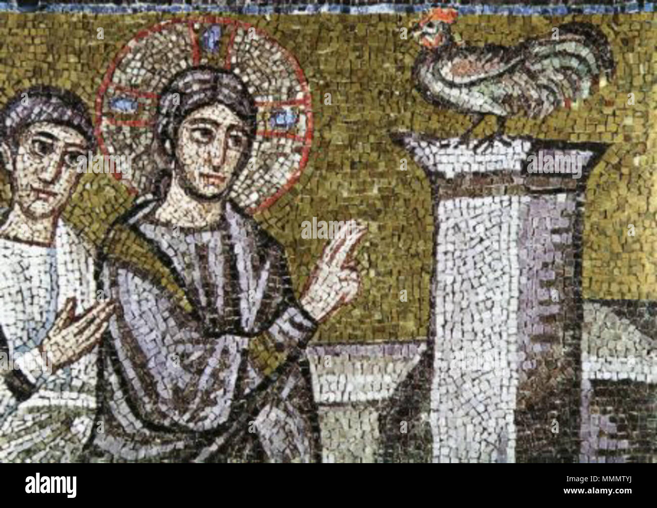 . Mosaik in der Basilika von Sant'Apollinare Nuovo. Peter's Denial. 6. Jahrhundert. ANONIMUS 53 Apollinare Nuovo Christus dem Petrus und Peter s Denial Stockfoto