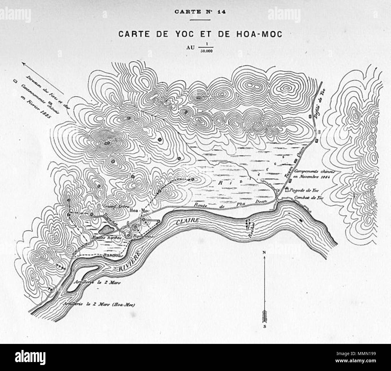 . Français: Carte des batailles de Yu Oc (19 Novembre 1884) et de Hoa Moc (2 mars 1885). 22 März 2014, 15:38:37. Unbekannt 74 Bataille de Hoa Moc Stockfoto