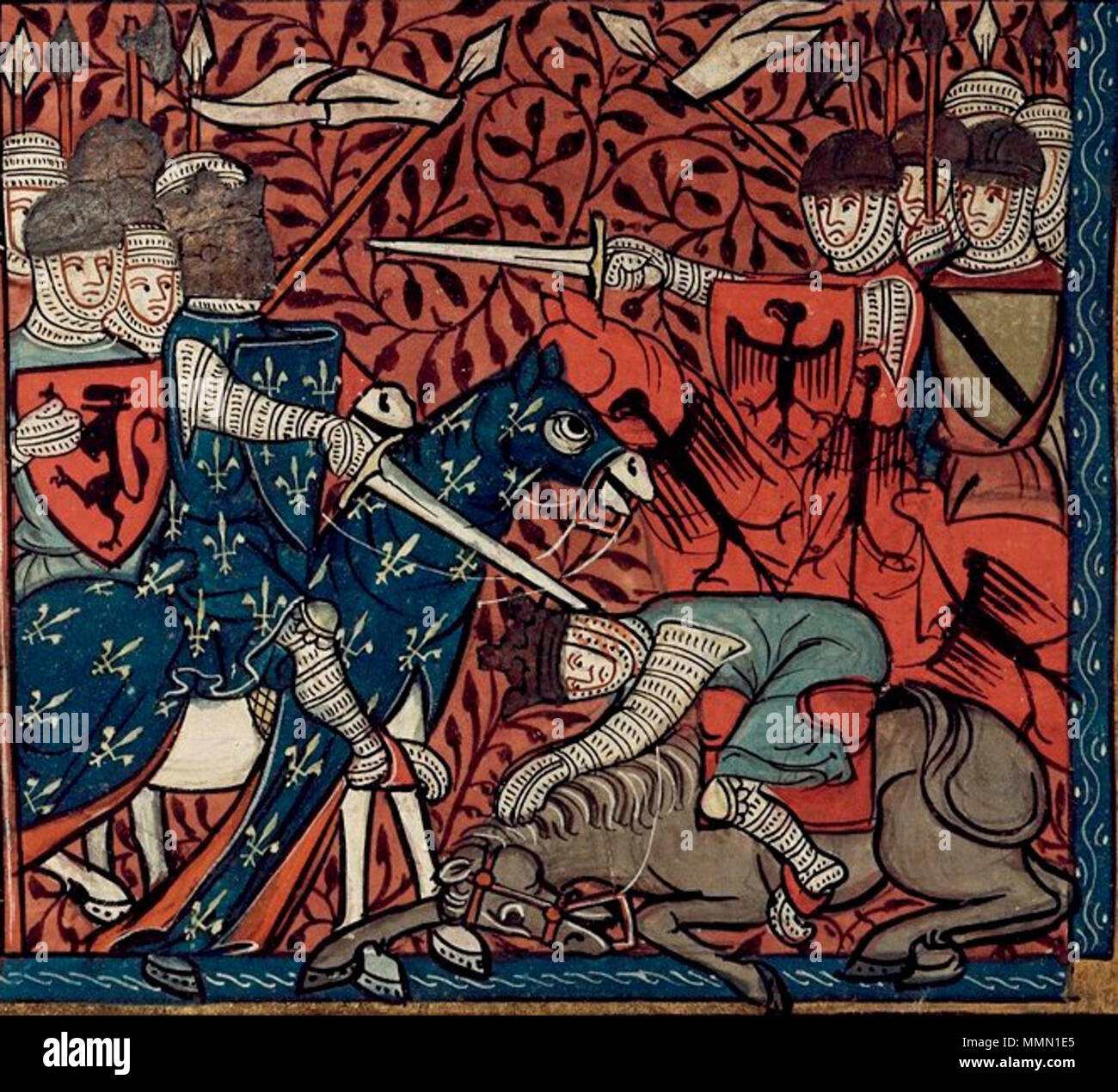 . Englisch: Ludwig der Fromme und der Tod des Marcoman der Bretagne. 14. Jahrhundert. Unbekannt 75 Schlacht Louis Stockfoto