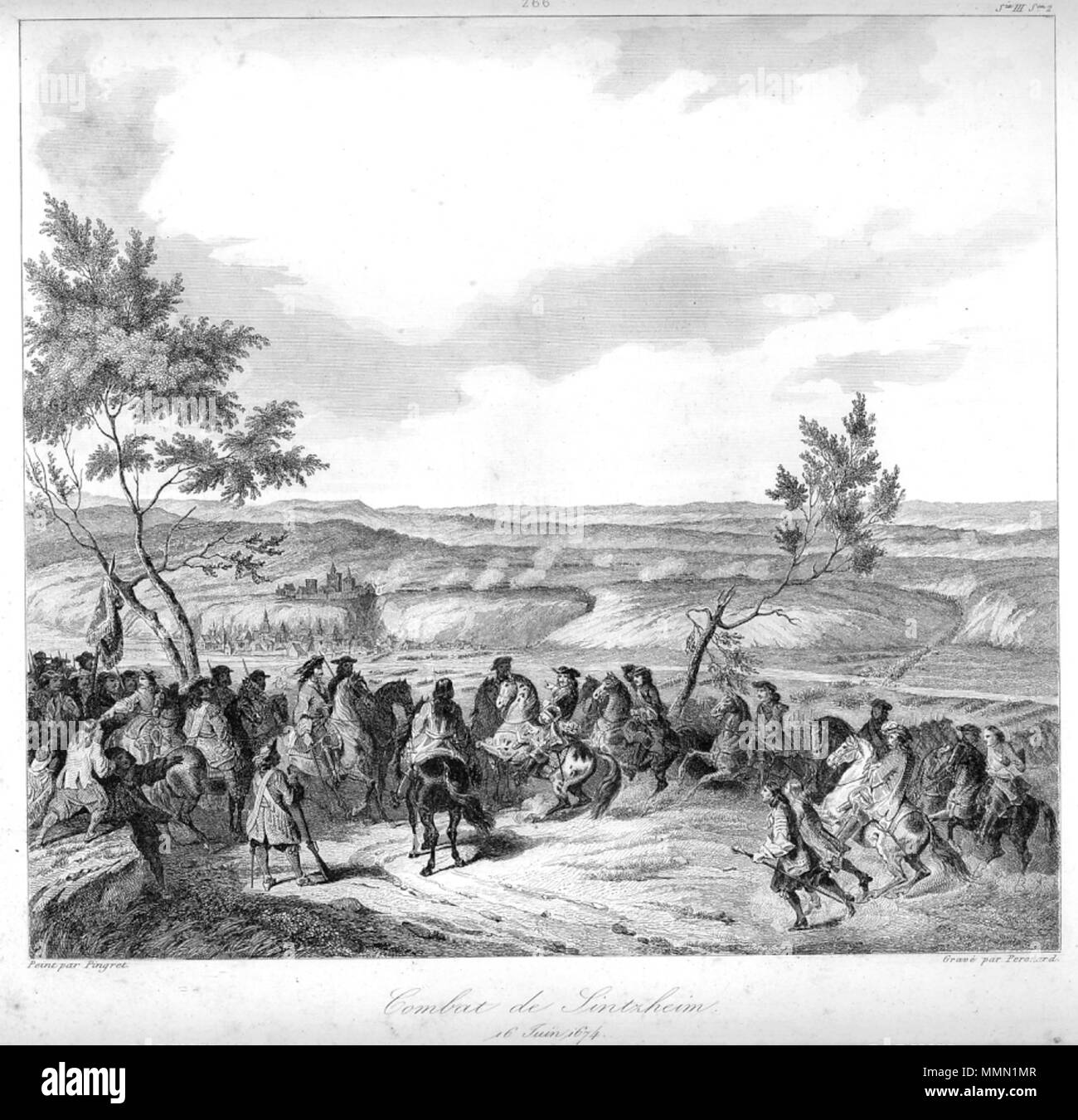 . Englisch: Die Schlacht von Sinsheim, 1674. Original Stahlstich um 1840. Español: La Batalla de Sinsheim, 1674. Original, Grabado de 1840. English: Schlacht bei Sinsheim, 1674, Original-Stahlstich Ca. 1840. 7. April 2013, 02:56:52. Unbekannt 76 Schlacht - Sinsheim Stockfoto