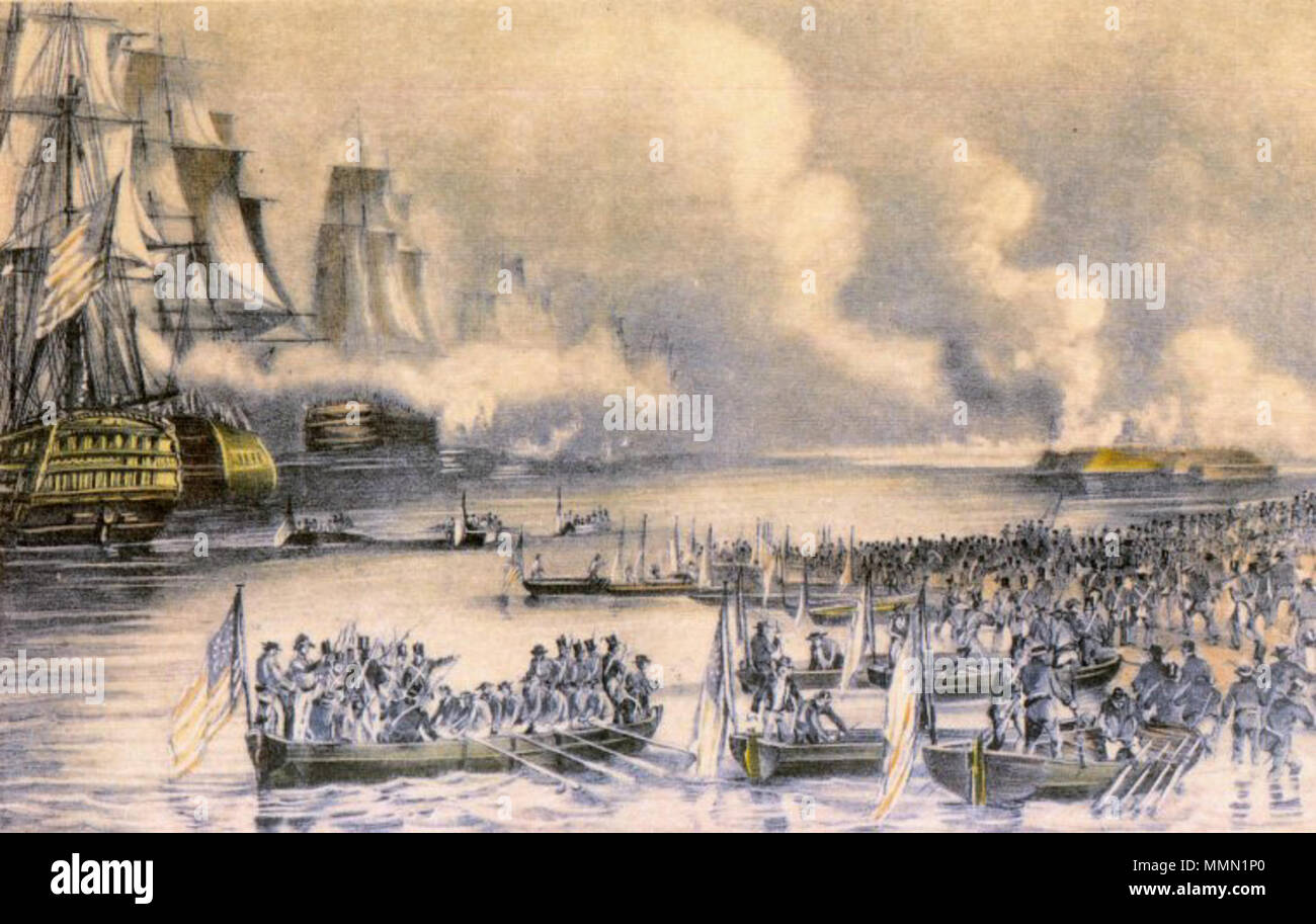 Die amphibische Landung in der Schlacht von Veracruz. 1840er Jahre. 76 Battleveracruzlanding Stockfoto