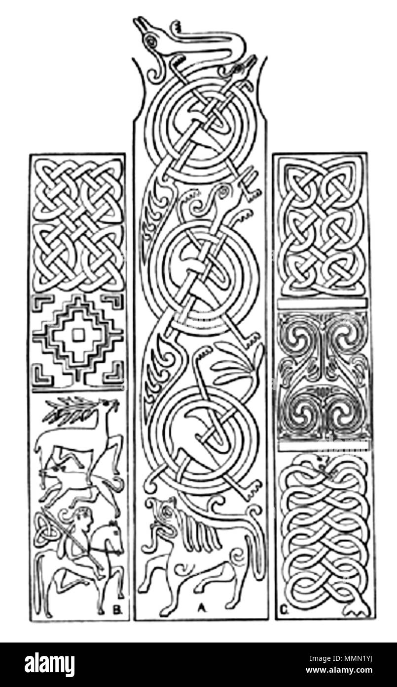 . Englisch: Henry Saxton Crawford: Skizze der Schmuck von Bealin High Cross 77 Bealin hohes Kreuz (Skizze von H. S. Crawford) Stockfoto