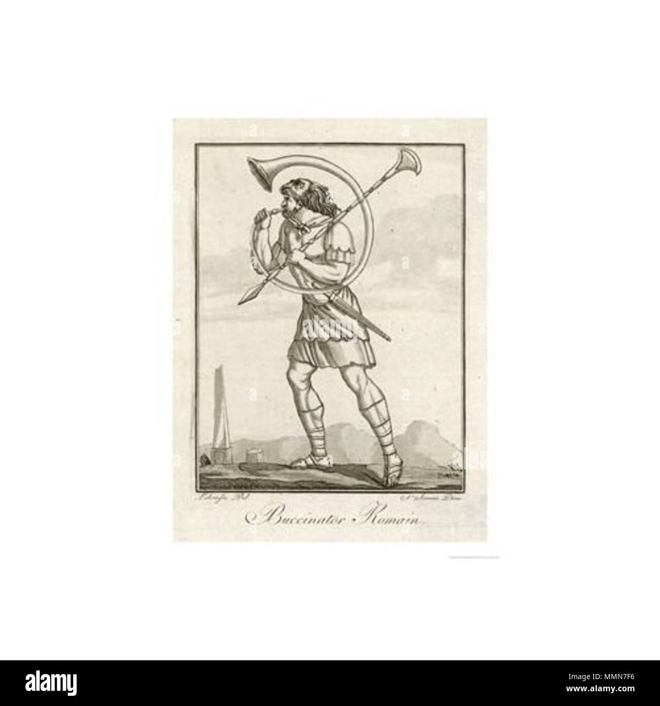 . Русский: Стилизованное изображение буцинатора в виде постера. . 12.07.2009. Saint-Sauveur 103 Bucinator. Stockfoto