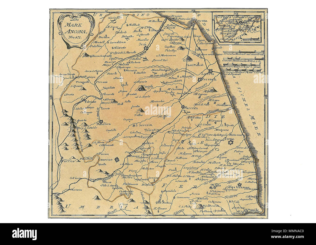 . Die Mark Ancona (Cartoteca storica delle Marche). Zwischen 1797 und 1799. Franz Johann Joseph von Reilly (1766-1820) Alternative Namen Reilly, Franz Johann Joseph von Beschreibung österreichischer Verleger und Schriftsteller Geburtsdatum / Tod 18. August 1766 vom 6. Juli 1820 Ort der Geburt / Tod Wien Wien Zeitraum 1790 - 1800 Standort Wien Behörde: Q 113944 VIAF:?: 102371035 ISNI? 0000 0001 1839 240 X LCCN: 88624007 GND:?N??: 158784243 118748017 SUDOC WorldCat 14 - Sterben Mark Ancona, 1789-1806 - Franz Johann Joseph von Reilly Stockfoto