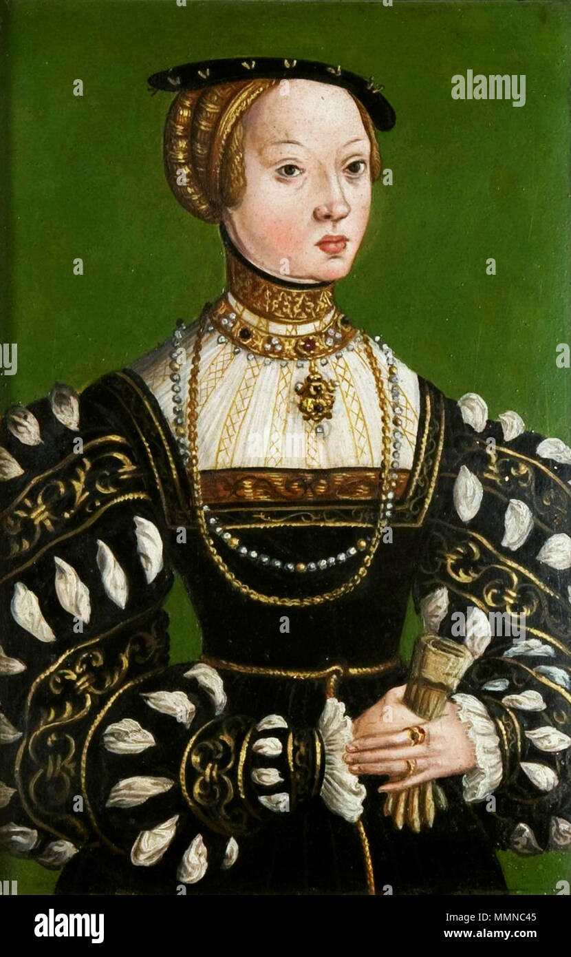 Miniatur von Elisabeth von Österreich.. ca. 1551. Anonym Elisabeth von Österreich Stockfoto