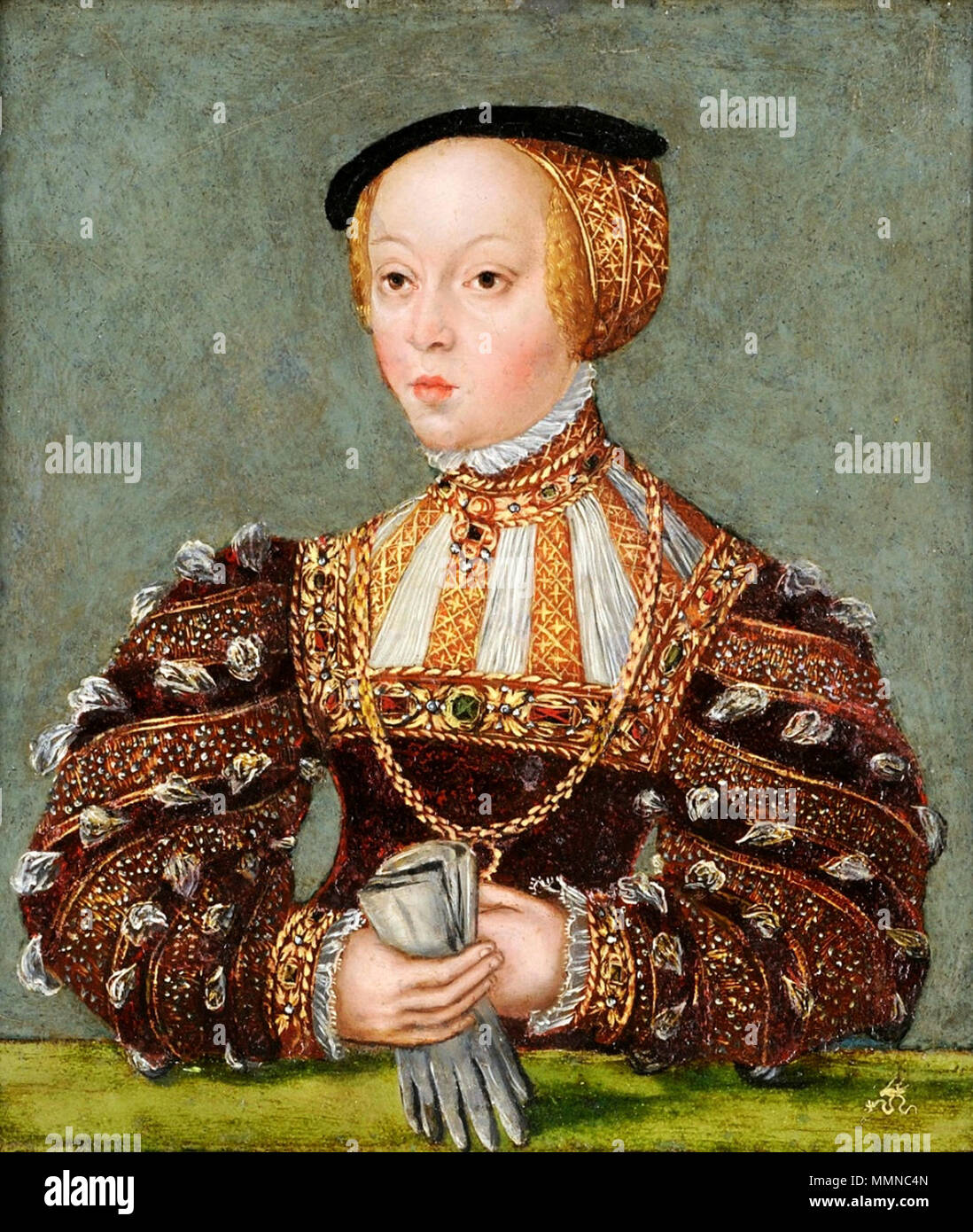 Miniatur von Elisabeth von Österreich (1526 - 1545). ca. 1553. Cranach der Jüngere Elisabeth von Österreich Stockfoto