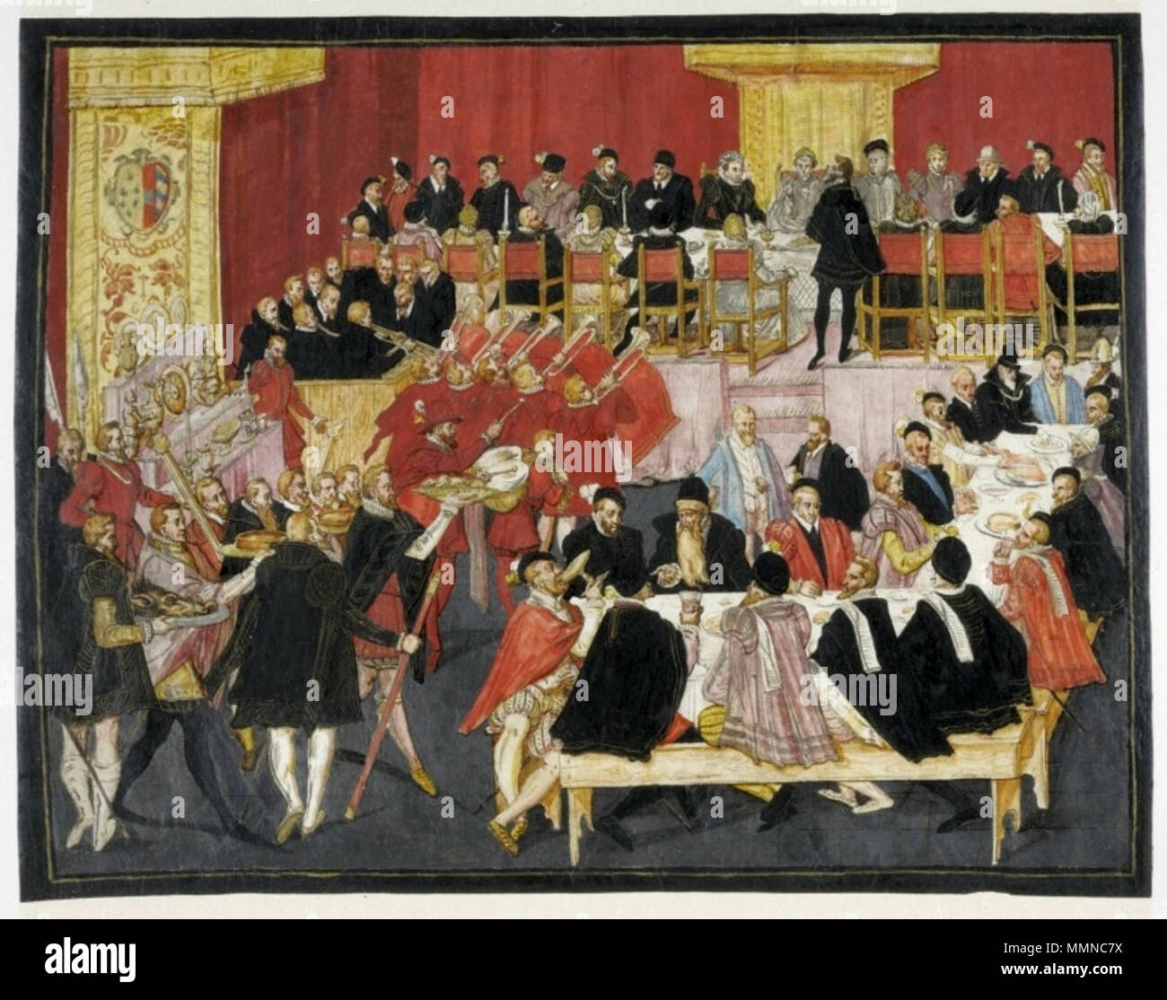 Große Veranstaltungsräume.. ca. 1565. Floris großes Gastmahl Stockfoto