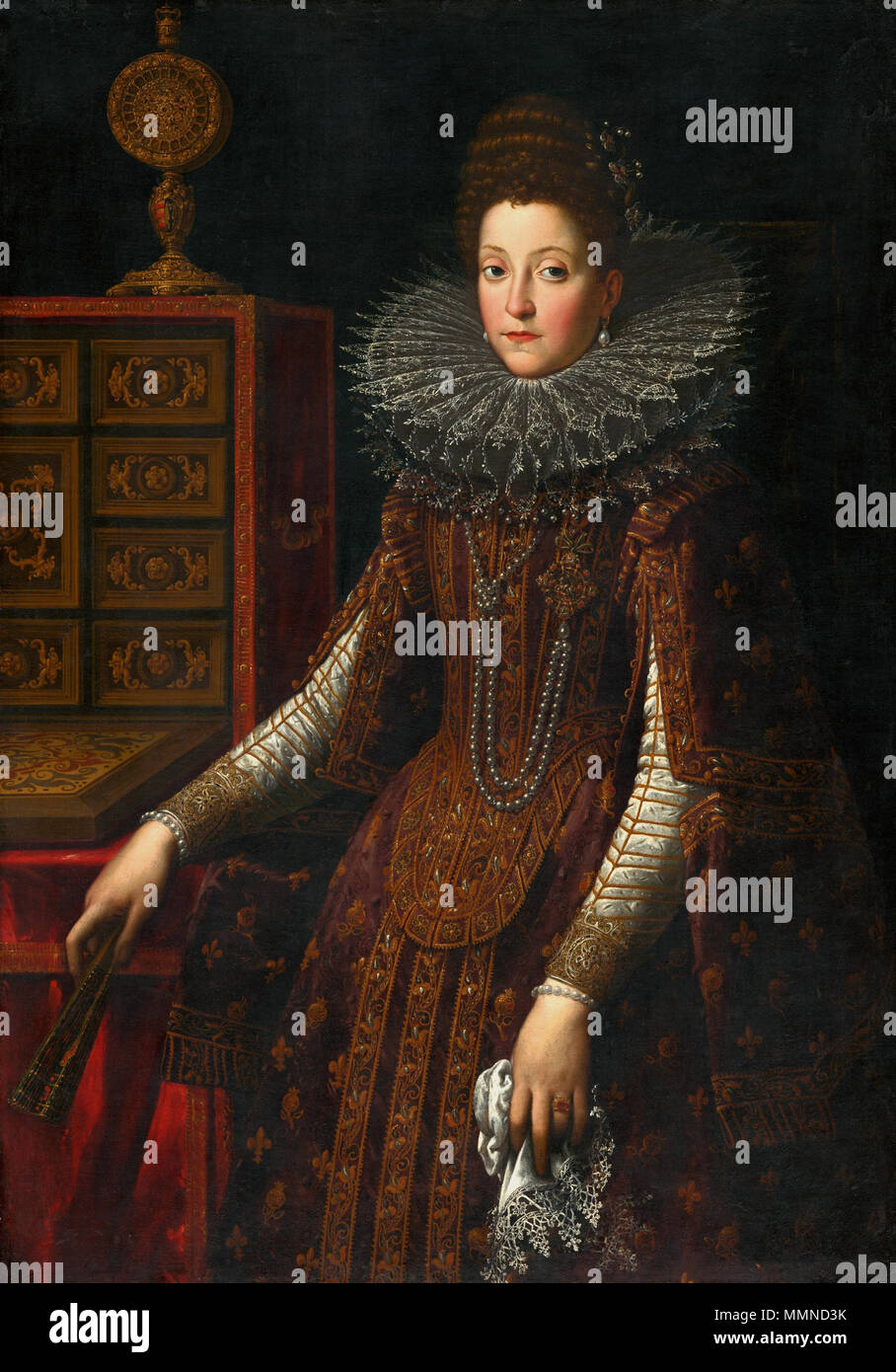 Portrait von Maria von Medici.. vor 1600. Santi Di Tito - Porträt der Maria von Medici Stockfoto