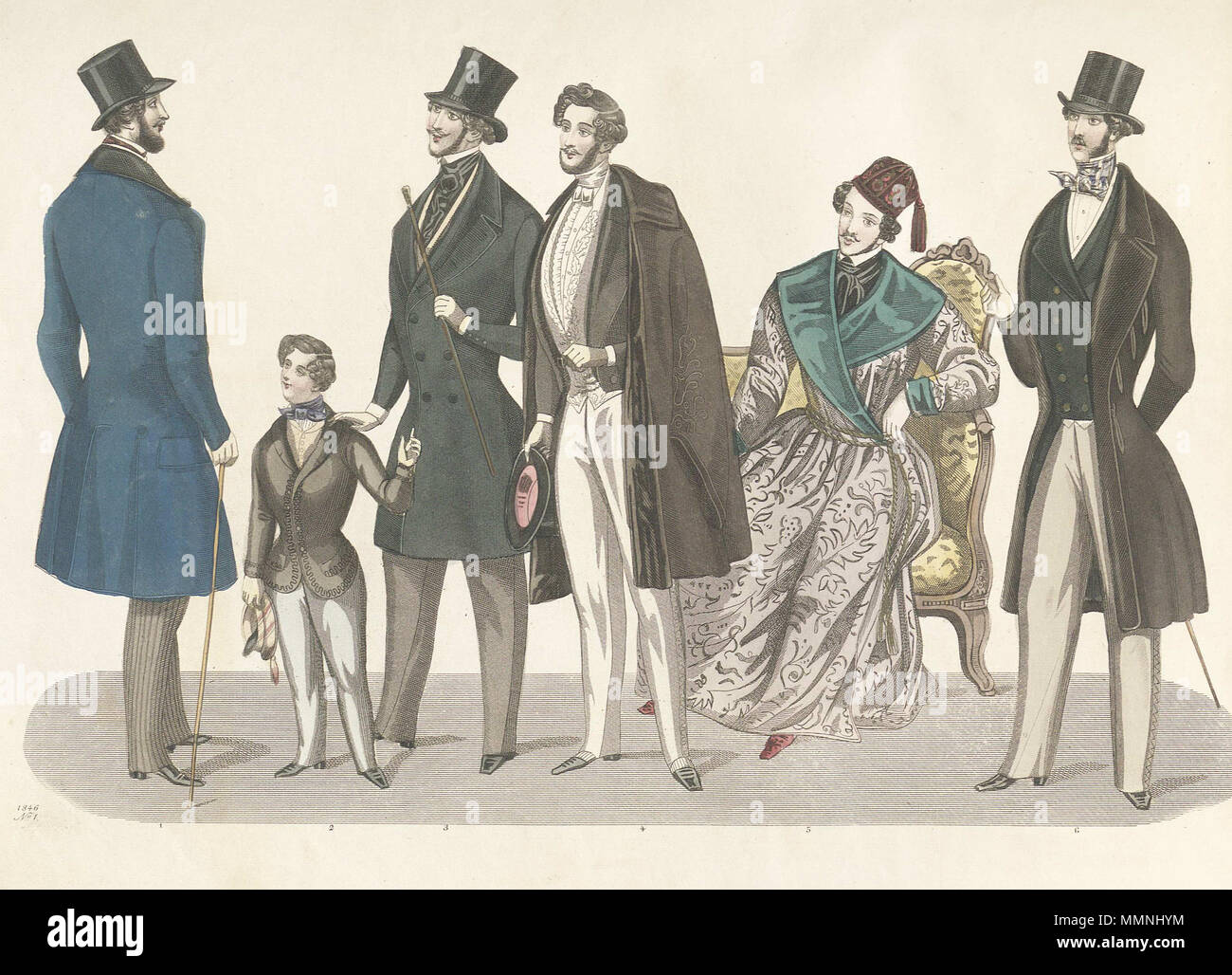 Stockholms Modus - Journal - Tidskrift för den Eleganta werlden 1846, Abbildung Nr. 2 Stockfoto