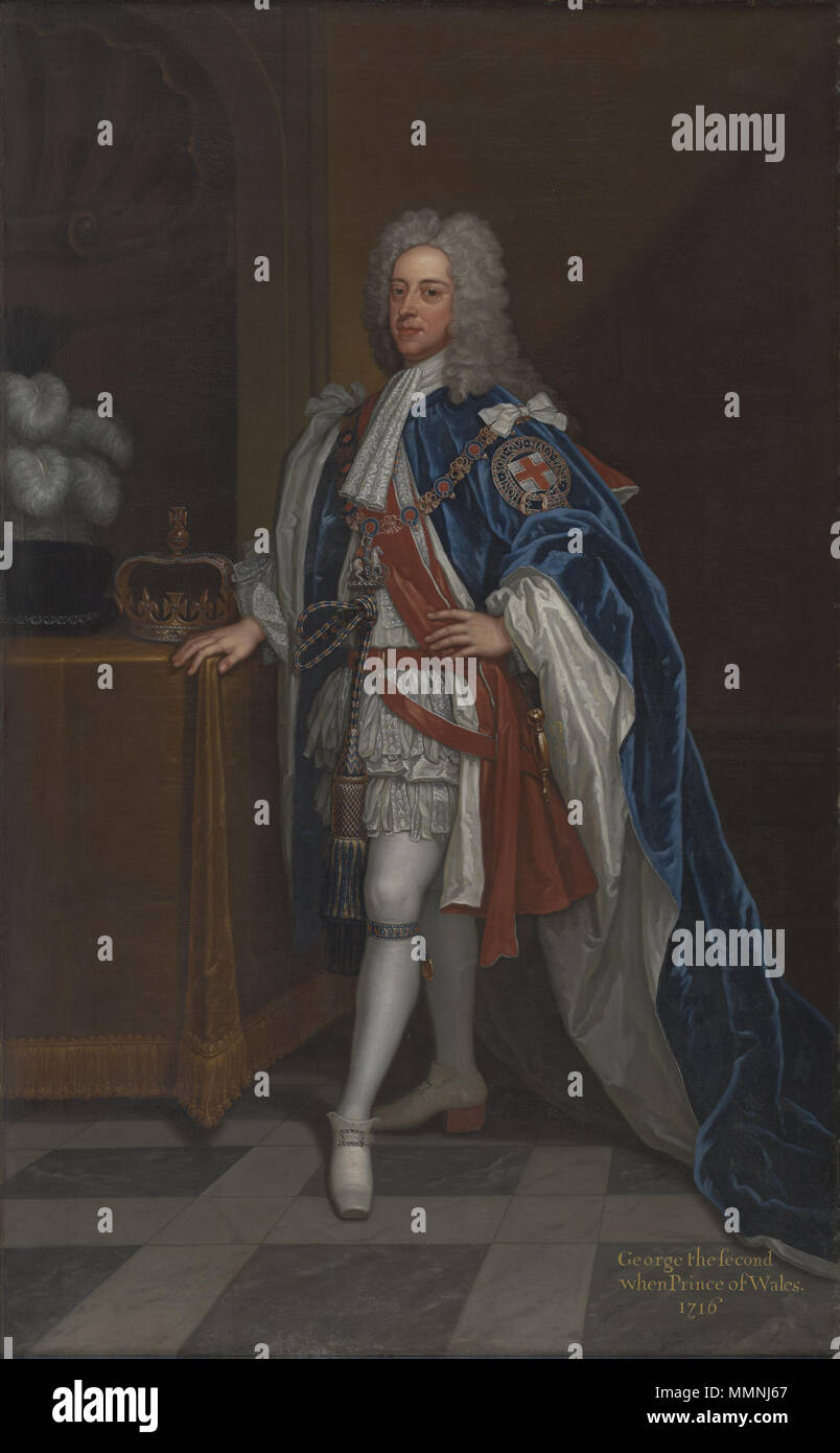 . Italiano: Re Giorgio II di Gran Bretagna quando Ära Principe di Galles Porträt von König George II, als Prinz von Wales (1683-1760). 1716. George II nach Godfrey Kneller Stockfoto