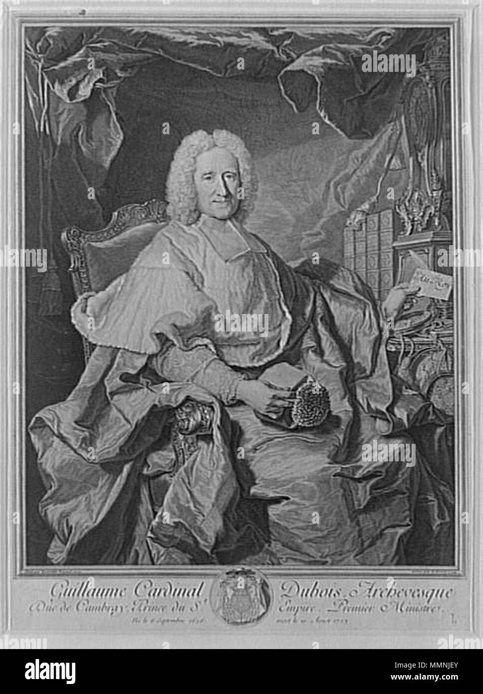 Portrait de Guillaume Dubois (1656-1723), Kardinal français et homme politique. 1724. Kardinal Guillaume Dubois Stockfoto