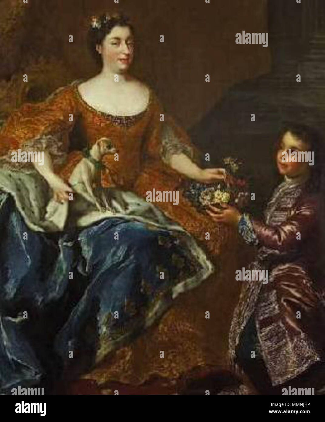 Deatil von Auguste von Baden-Baden, Herzogin von Orléans Ehefrau von Louis d'Orléans wie in 1725 von Belle in Rastatt statt dargestellt Stockfoto