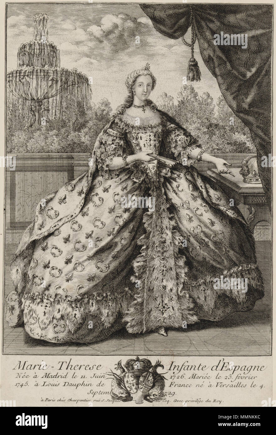Marie Thérèse Raphaëlle, Infantin von Spanien in Madrid vom 11. Juni 1726 geboren in 1745 Ludwig, Dauphin von Frankreich in Versailles 4. September 1729 geboren verheiratet Stockfoto