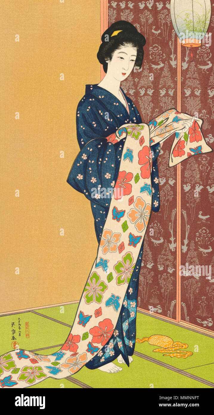 Mädchen im Sommer Kostüm von hashiguchi Goyō Stockfoto