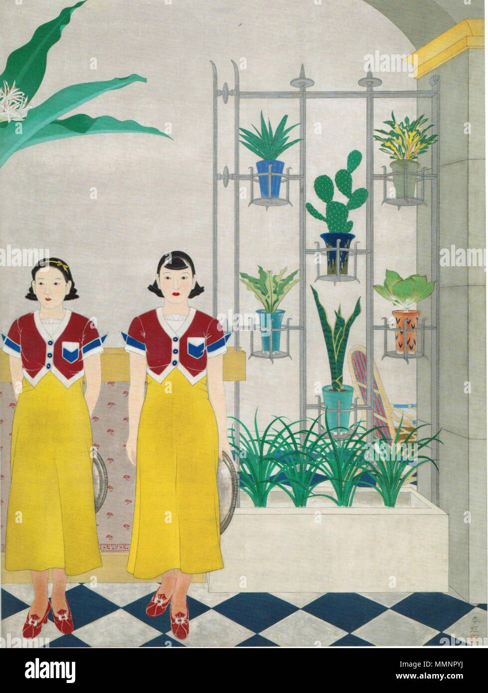 . Englisch: Teestube (Chaen) von saeki Shunk+?, 1936, Tinte, Farbe und Silber auf Papier, 264,2 x 198,1 cm, Museum der Bildenden Künste, Boston. 1936. Saeki Shunk + Teestube (Chaen) durch Shunko Saeki, Boston Stockfoto