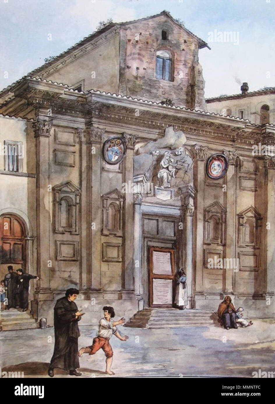 . Italiano: Chiesa di Santa Maria in Monserrato. 1834. Achille Pinelli (1809-1841) Achille Pinelli 1834 Santa Maria in Monserrato Stockfoto