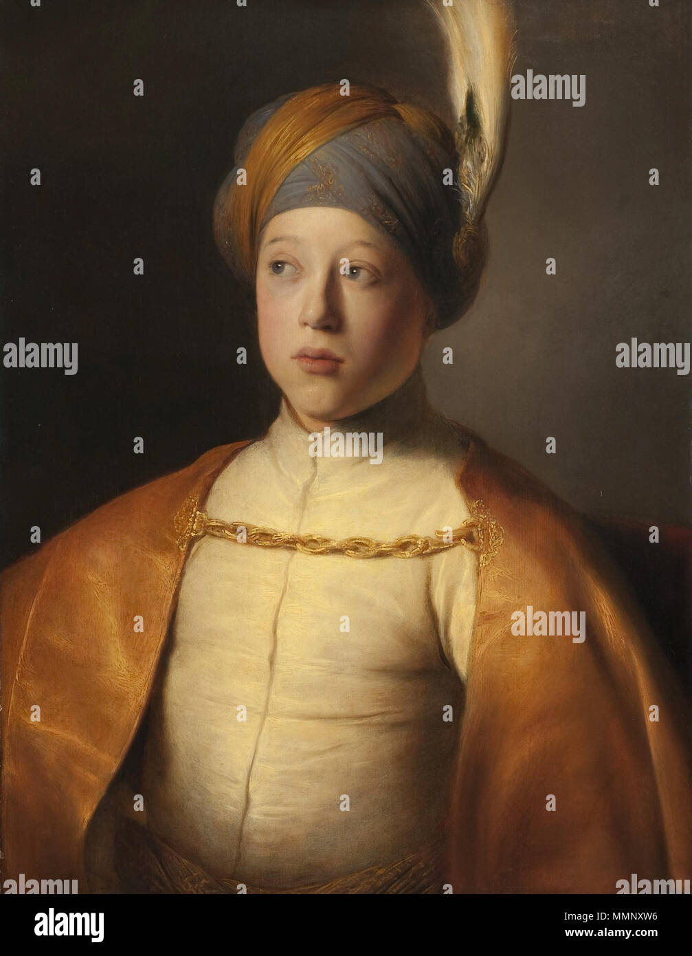 Garçon avec Cape et Turban (Prince Rupert du Rhin) - Jan Lievens Stockfoto
