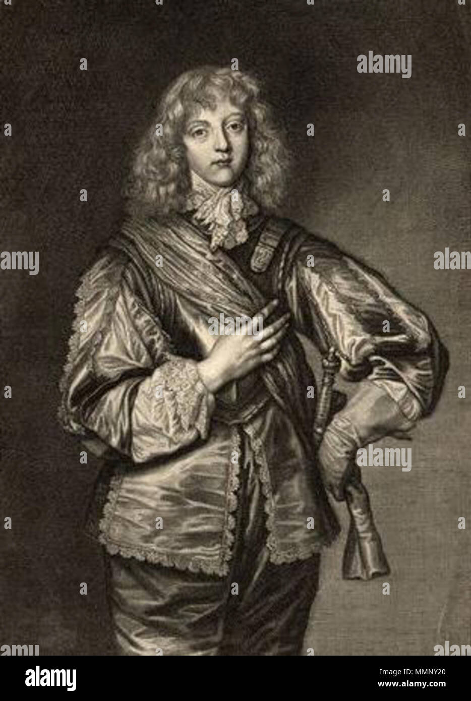 . Englisch: Philip Herbert, 5. Earl of Pembroke (1621-1669). Mitte des 17. Jahrhunderts von Pierre Lombart, nachdem Sir Anthony Van Dyck 18 5 thEarlOfPembroke Stockfoto