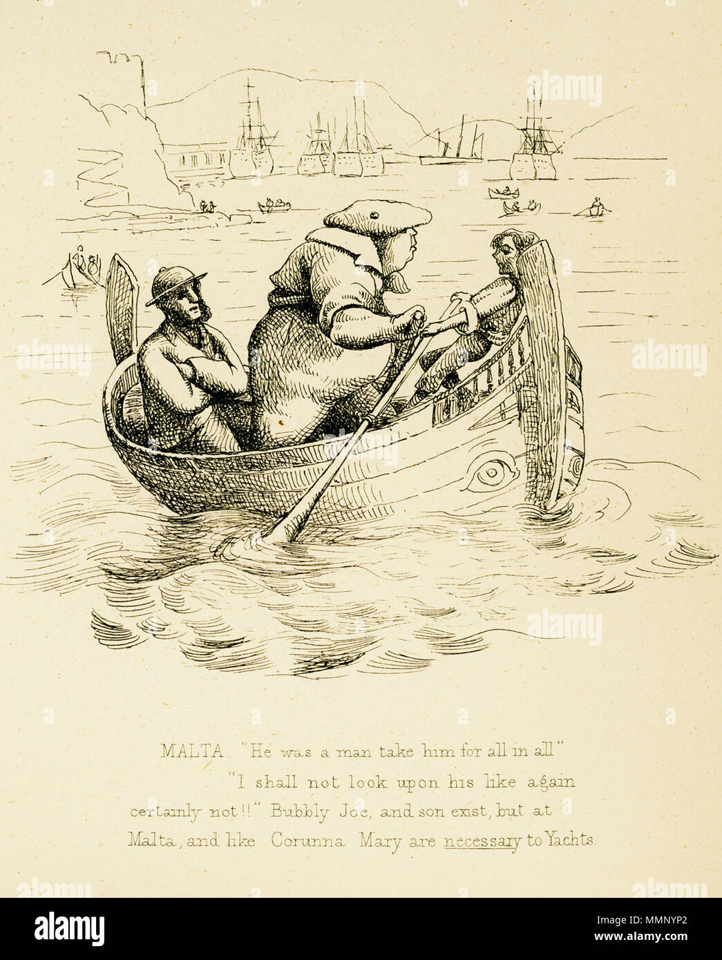 21 Ein kleines Boot bringt Passagiere zu Yacht "Maraquita" - O'Hara (Smith) - 1859 Stockfoto