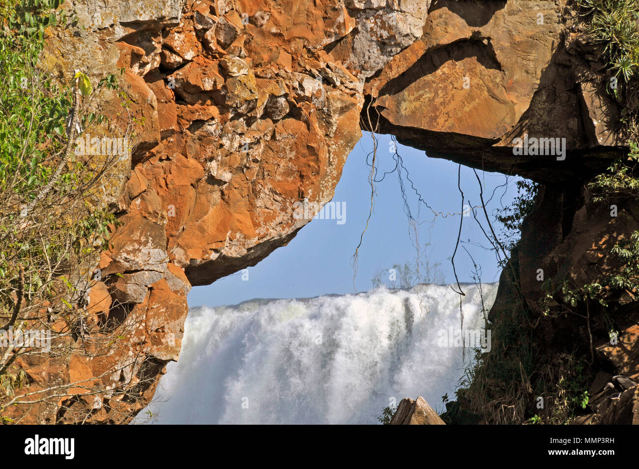 La Ventana, geologische Formation, die Öffnung zu Salto La Ventana, Iguassu Falls, Puerto Iguazu, Argentinien Stockfoto