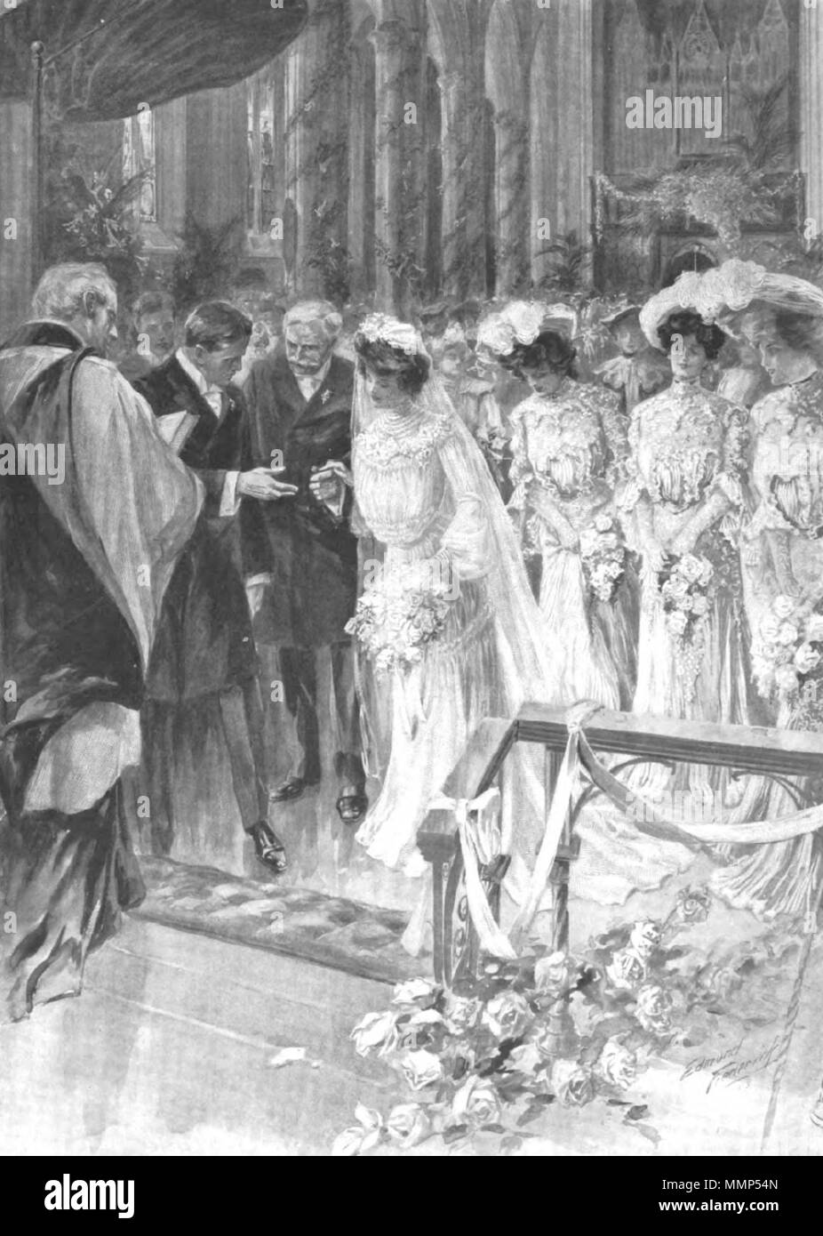 . Englisch: Eine modische Hochzeit in Grace Church, New York Juni 1903 AJuneWeddingInGrace Church-New York 1903 Stockfoto