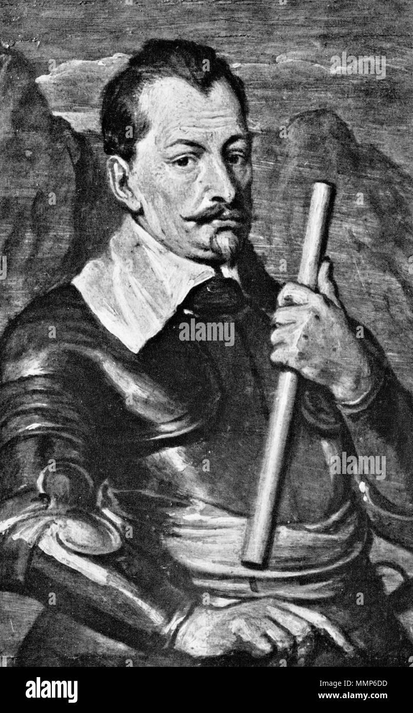 . Englisch: Albrecht von Wallenstein (Waldstein) (1583-1634); 24:21 cm English: Albrecht von Wallenstein (Waldstein), Heerführer im Dreißigjährigen Krieg; (1583-1634); 24: 21 cm. Jan. 2009 gescannt; Original unbekannt. Anton van Dyck (1599-1641) Albrecht v. Wallenstein Stockfoto