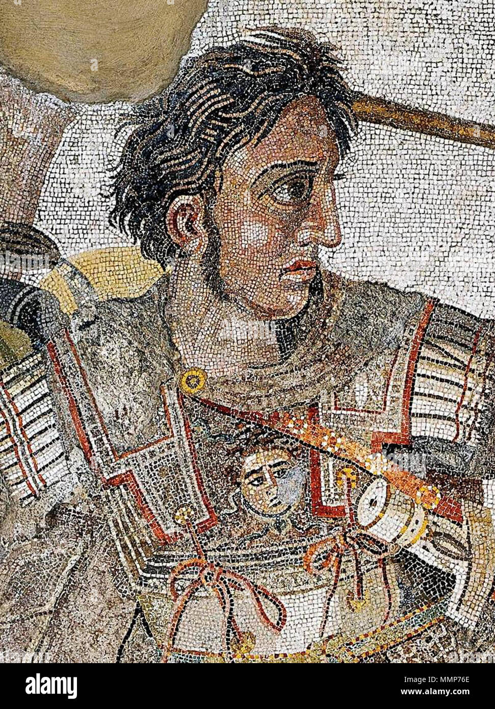 . Die Details der Alexander Mosaik, Alexander des Großen. . Ca. 100 v. Chr.. Unbekannt Alexander dem Großen Mosaik (7/8) Stockfoto