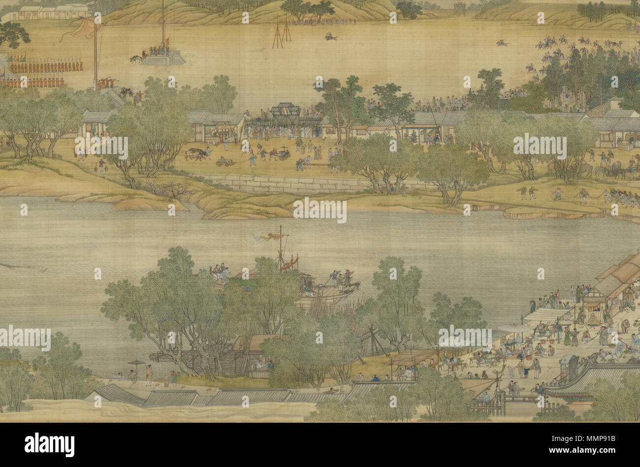 . Dies ist ein Abschnitt der "Qing Gericht Version" Entlang dem Fluß während des Qingming Festival. Entlang des Flusses während des Qingming Festival (Qing Gericht Version)????????. 1736. Entlang des Flusses während des Qingming Festival (Qing Gericht Version) 09. Stockfoto