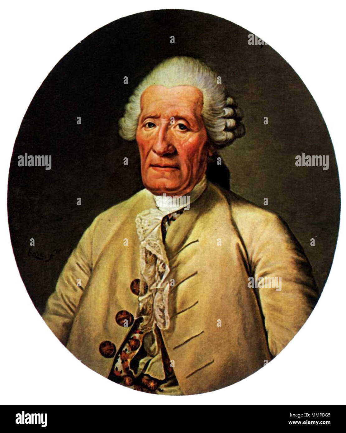 Portrait von Jacques de Vaucanson (1709-1782). 1784. Jacques de Vaucanson 2 Stockfoto