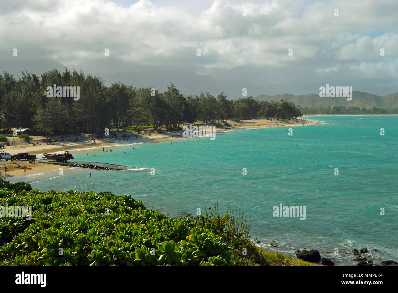 Blick auf Kailua Beach, Oahu, Hawaii, USA Stockfoto