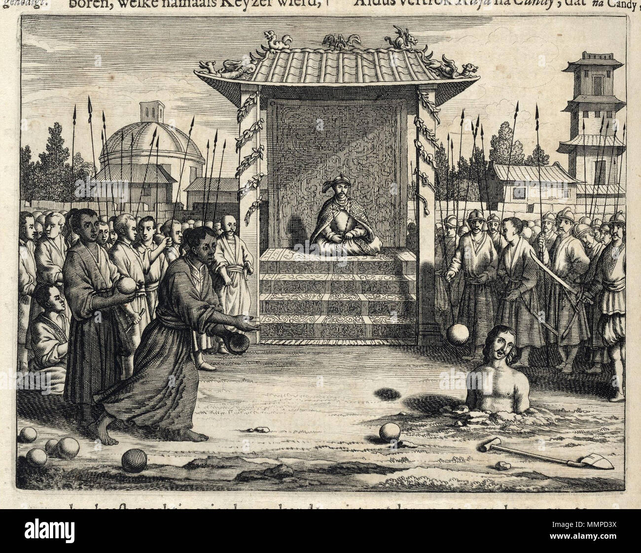 . Nederlands: Virasundara wordt ter dood Referenzen. Virasundara war een Ceilonees krijgsheer Sterben aan het eind van de zestiende eeuw ter dood veroordeeld werd. Op deze Manier hoopte Rajasingha, De Koning van Kandy, Sri Lanka, de interne Rust te herstellen en de Portugezen op afstand te kunnen Houden. Het vonnis Tür houten Ballen werd Uitgevörd naar zijn Hoofd te gooien tot hij overleed. Englisch: Virasundara ist zu Tode bringen. Virasundara war eine Ceylonesischen Krieger, der zum Tod im späten sechzehnten Jahrhundert verurteilt wurde. Durch ihn zum Tod verurteilen Rajasingha, der König von Kandy, Sri Lanka, zu hoffen Stockfoto