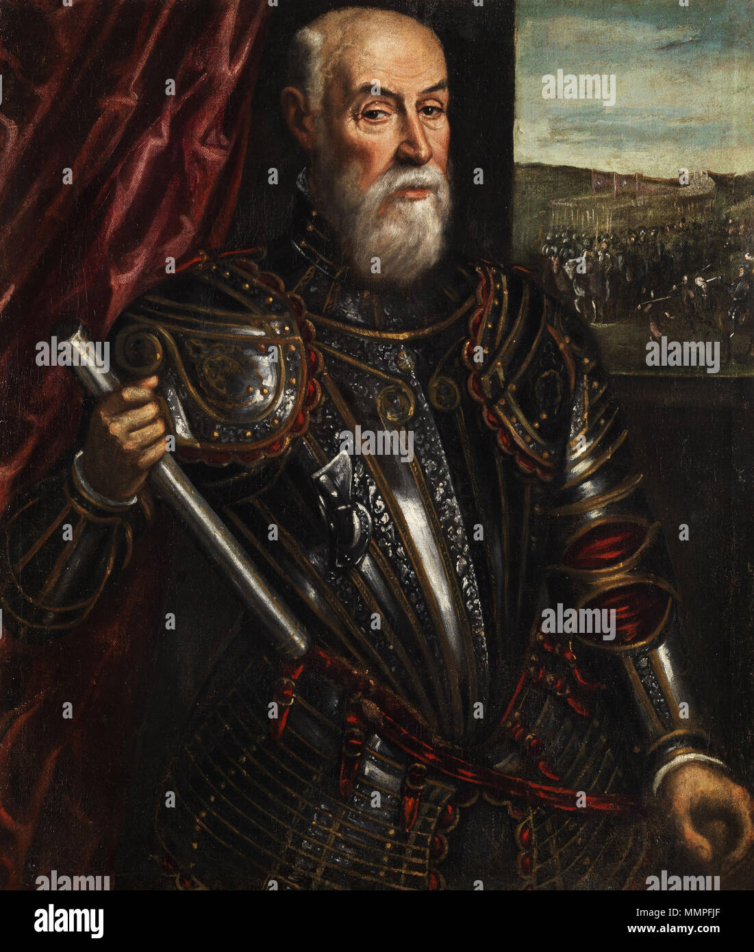 . Deutsch: Porträt eines venezianischen Feldherrn. . Vor 1617. Andrea Michieli Porträt eines venezianischen Feldherrn Stockfoto