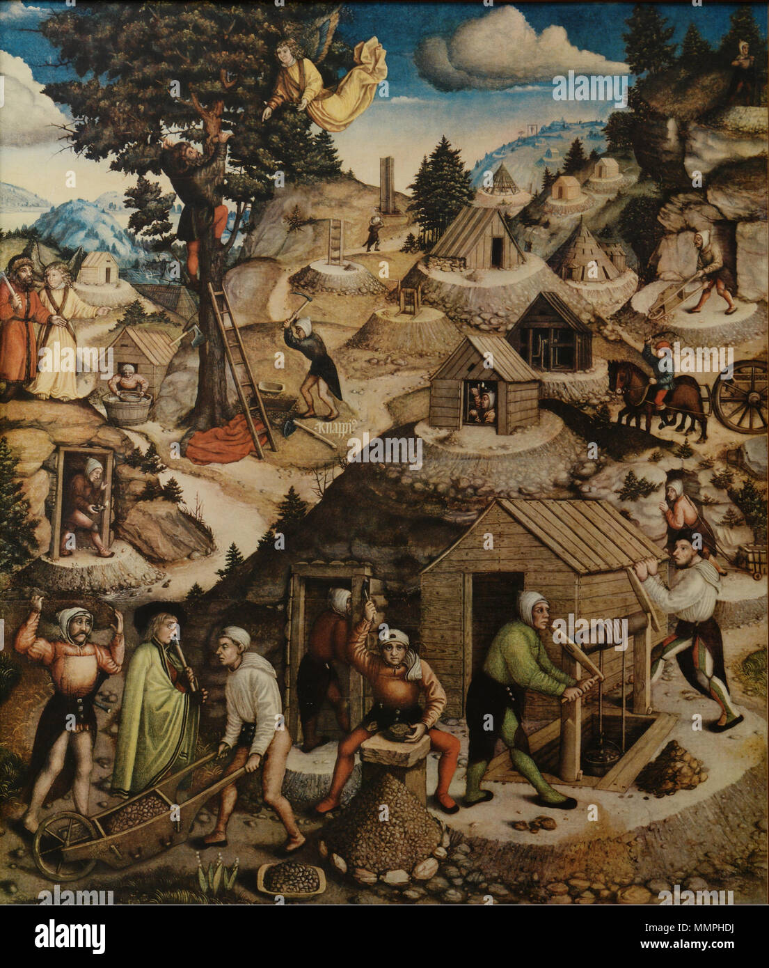 Mittleren Abschnitt der Annaberger Bergaltars, 1522, Annaberg-Buchholz, Deutschland. 1522. Annaberger-Bergaltar Mittelteil Stockfoto
