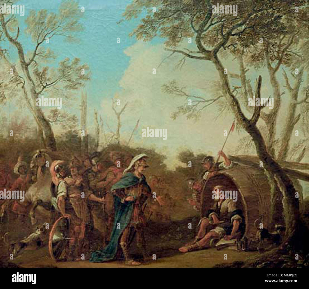 . Englisch: Alexander und Diogenes. Anonyme deutsche Malerei, um 1700. . Um 1700. Anonym Deutsch - Alexander und Diogenes Stockfoto