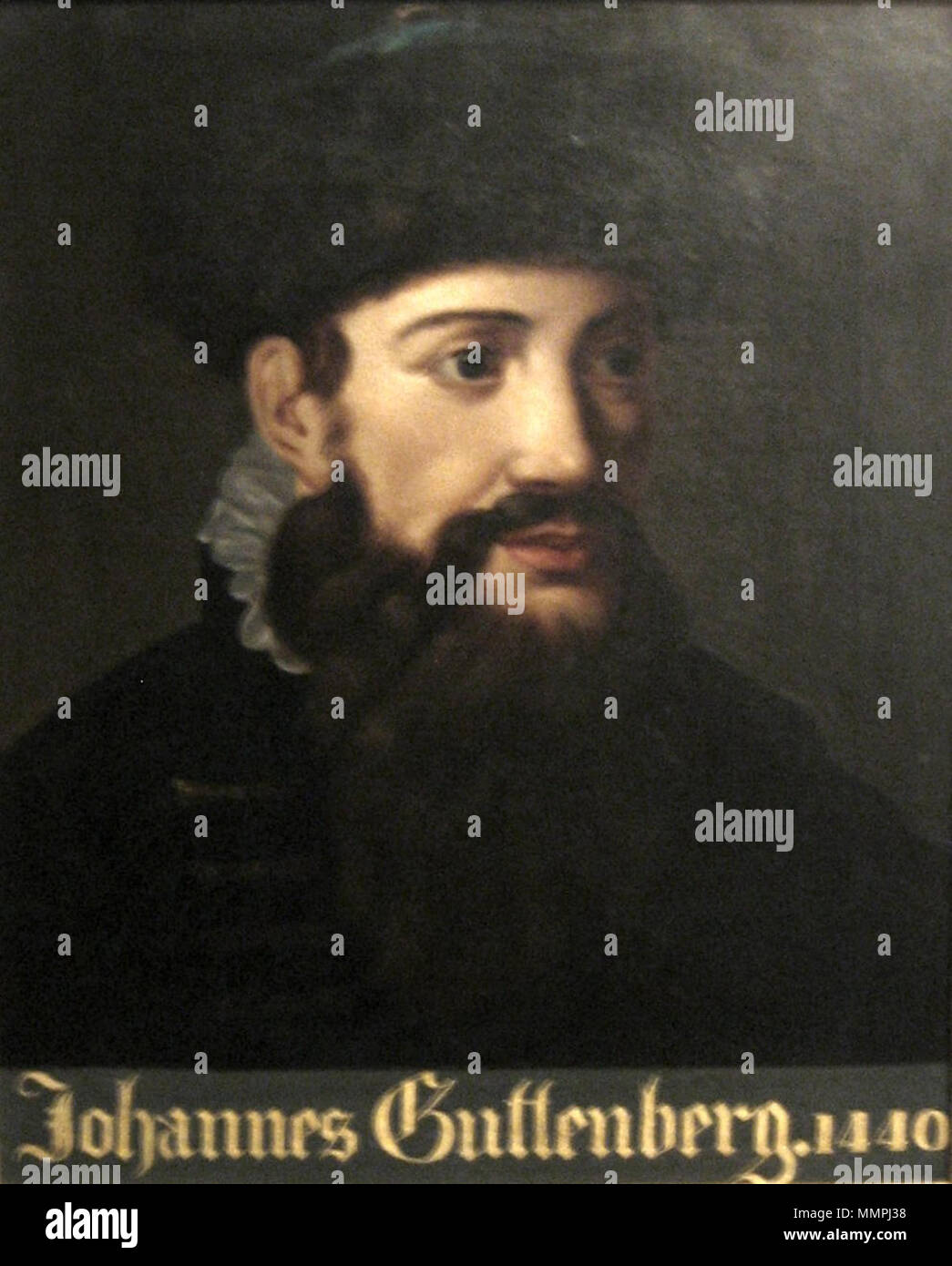 . Englisch: Anonyme Portrait von Johannes Gutenberg datiert 1440, Gutenberg-museum. 1440. Anonyme Portrait von Johannes Gutenberg datiert 1440, Gutenberg Museum Stockfoto