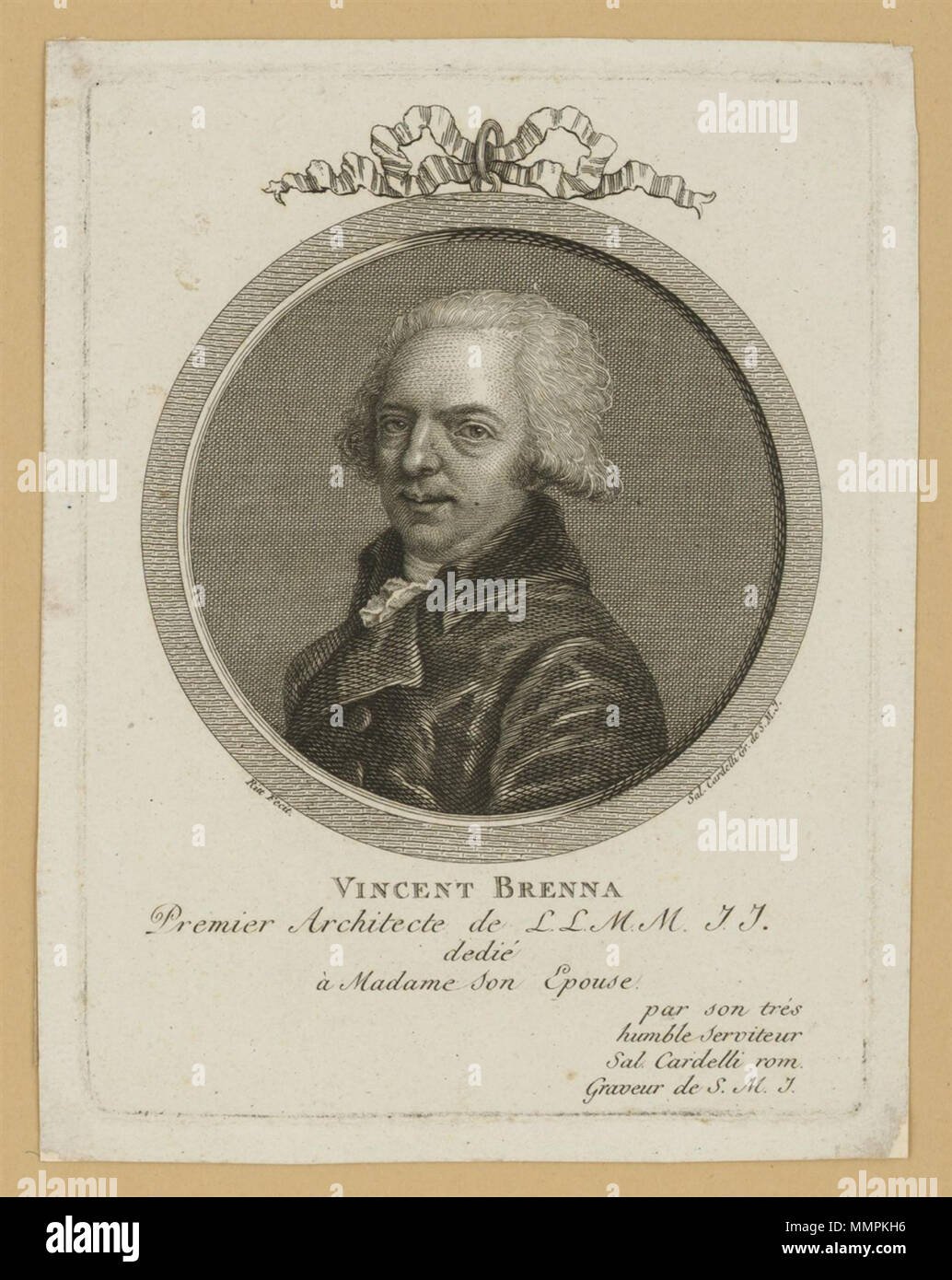 Portrait von Vincenzo Brenna (1747-1820) 1805. Portrait von Vincenzo Brenna (Cardelli, Ritt), von der Hamburger Kunsthalle Stockfoto