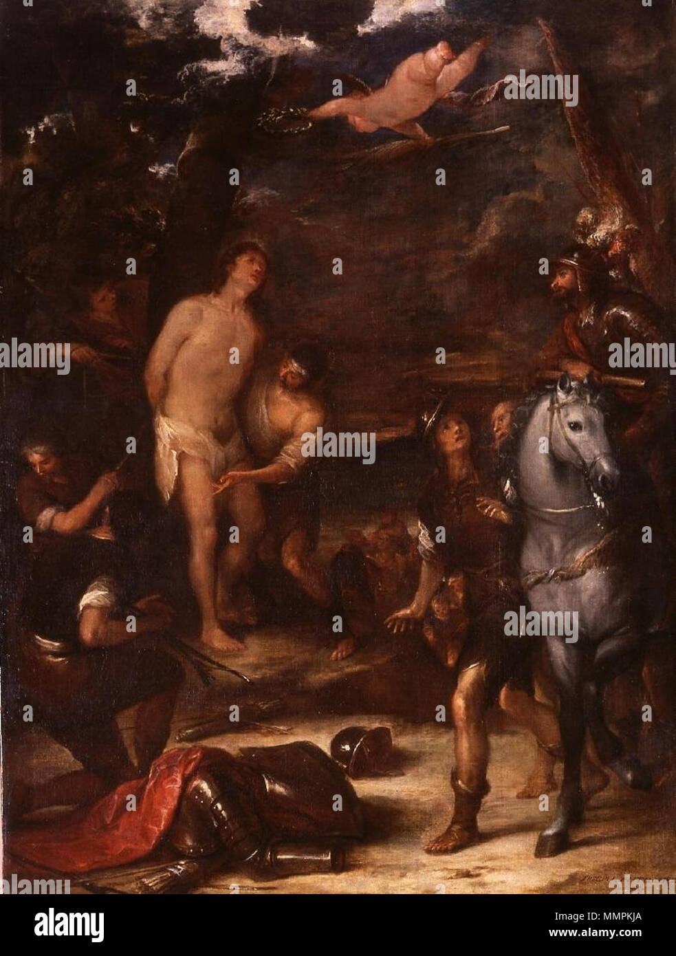 . Español: La Obra Vertreter el Martirio de San Sebastián, que murió asaeteado por Tostar el cristianismo. Das Martyrium des Heiligen Sebastian. 1657. Antolinez - San Sebastian Stockfoto