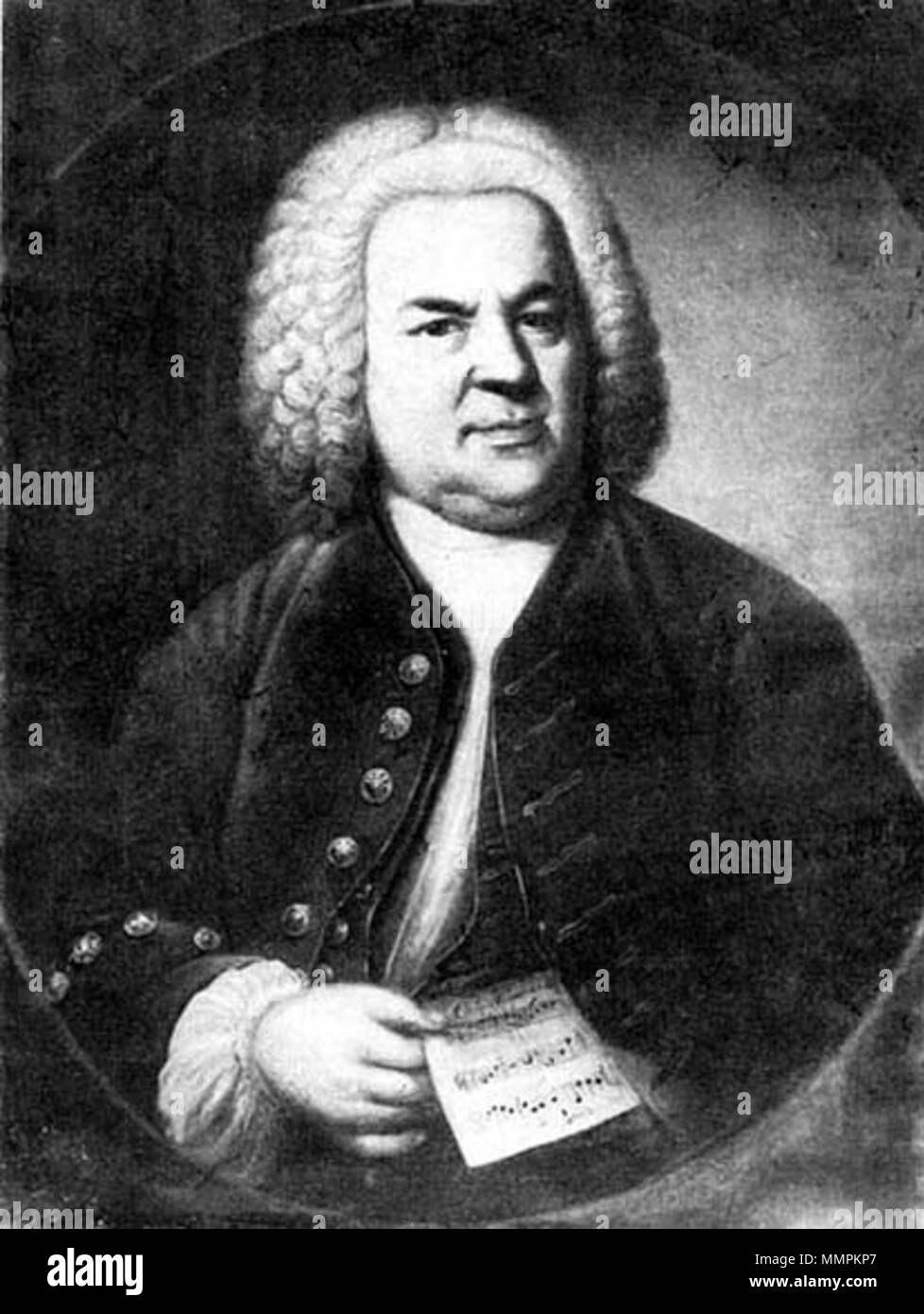 . Englisch: Kopie des berüchtigten 1746 Hausmann Portrait von Johann Sebastian Bach. Datum unbekannt. 1791 David Kopie von 1746 Hausmann Stockfoto