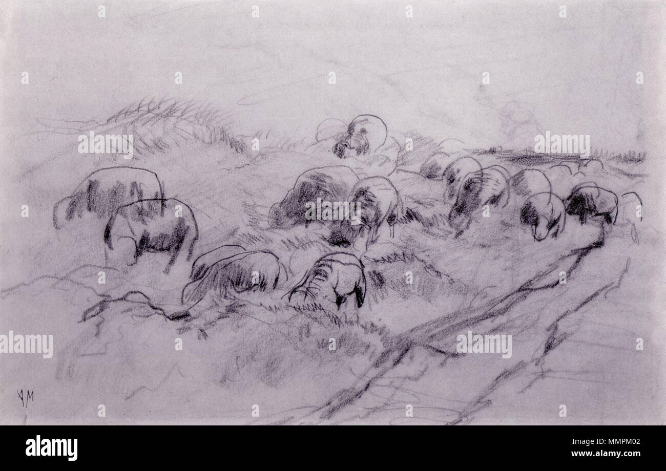. Gehört der Schafe schwarze Kreide, 29,1 cm x 45,2 cm Gemeentemuseum Den Haag, auf Darlehen von rijksdienst Beeldende Kunst. Datum unbekannt. Anton Mauve (1838-1888) Alternative Namen Anthonij Mauve Beschreibung holländische Maler, Aquarellist, Zeichner und Kupferstecher Datum der Geburt / Tod 18. September 1838 vom 5. Februar 1888 Ort der Geburt / Todes Zaandam Arnhem Arbeitsort Haarlem (1858-1868), Amsterdam (1870), Den Haag (1872-1885), Laren (1886-1888), Oosterbeek, Terschelling, Veere, in England, in Frankreich, Südafrika Authority control: Q 591907 VIAF:?:? ISNI 35252522 0000 0000 6676 4944 500009041 ULAN:? Stockfoto