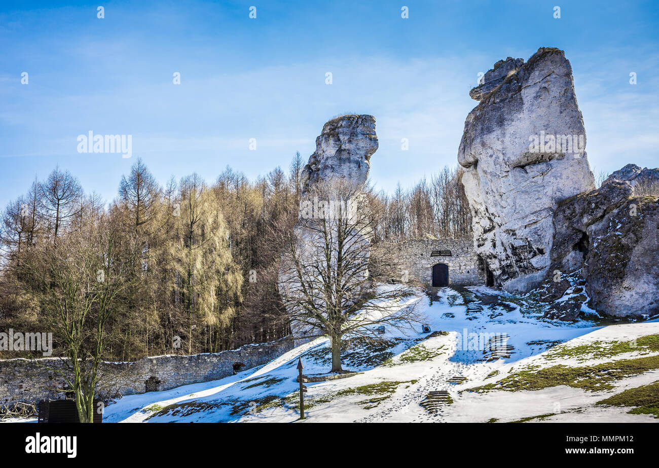 Die Umgebung von Ogrodzieniec mittelalterliche Burg in Polen Stockfoto