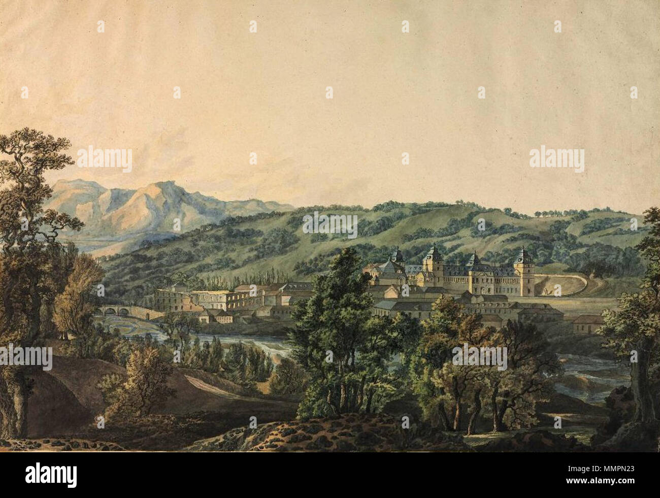 Anónimo español Vista del Monte y Palacio de El Pardo, 1820 Stockfoto