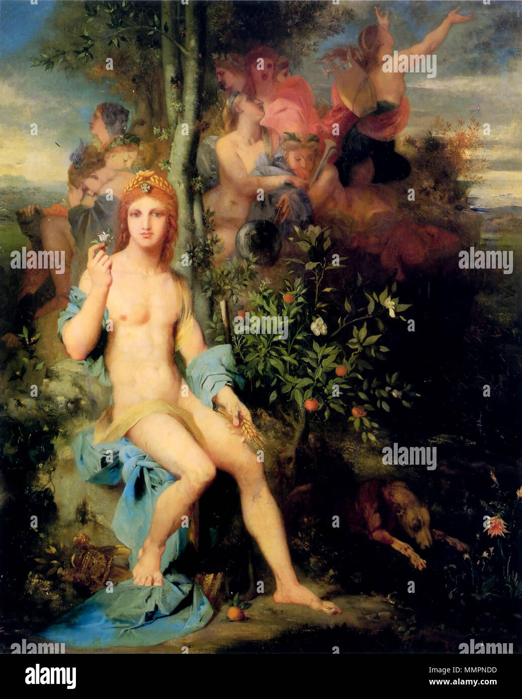 Apollo und die neun Musen. 1856. Apollo und die neun Musen von Gustave Moreau Stockfoto