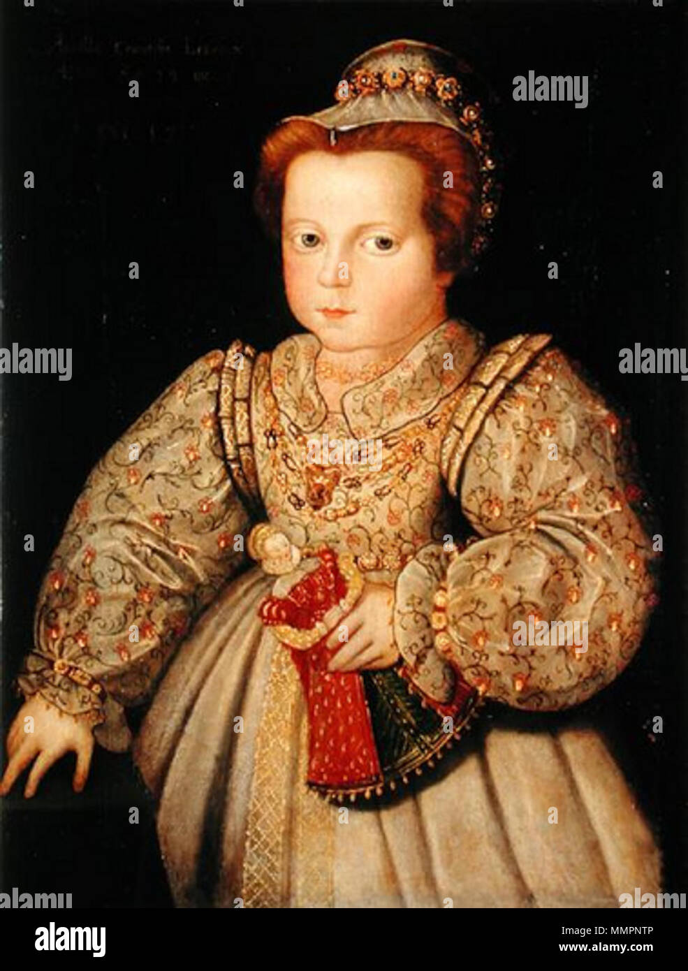 . Englisch: Arbela Stuart als Kleinkind im Jahr 1577. English: Arbela Stuart als Kleinkind im Jahr 1577. 1577. Arbella Stuart Stockfoto
