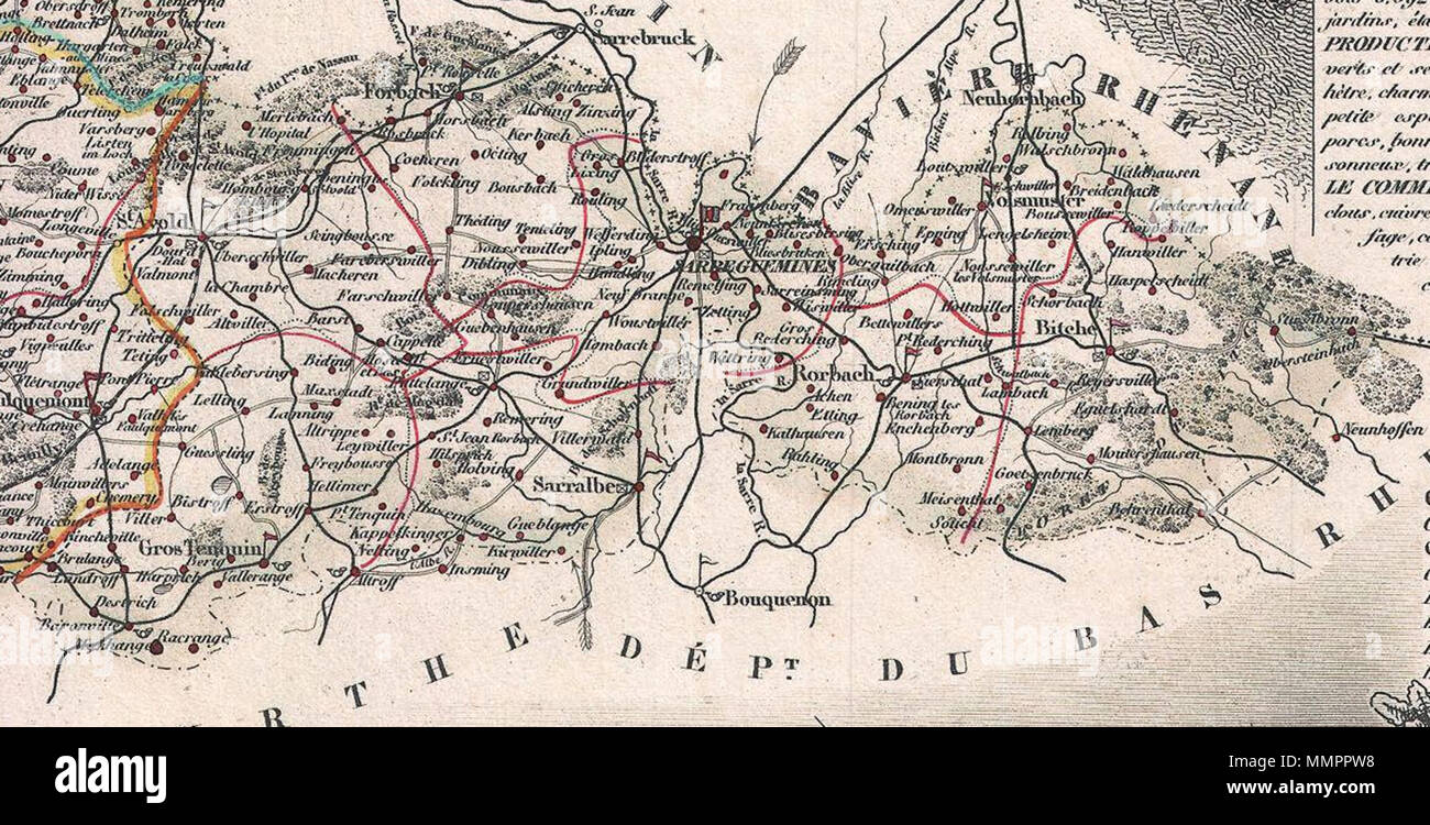 . Français: L'Arrondissement de Sarreguemines avant 1871. Arrondissement-de-Sarreguemines-19 e Stockfoto